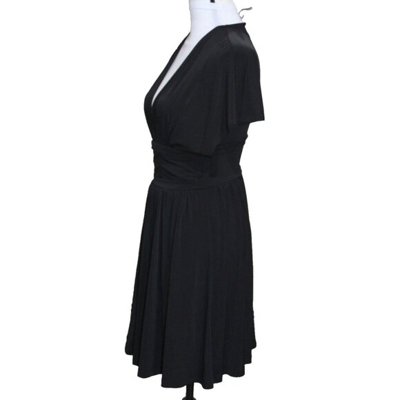NWT BCBGeneration Black Wide Waistband V-neck Cocktail Dress Work Shift Size XS - Picture 3 of 9